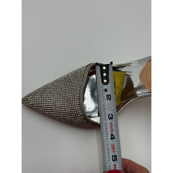 Windsor Silver Rhinestone Pointed Toe Clear Stiletto Heels Womens Shoes Size 8 - Picture 9 of 11